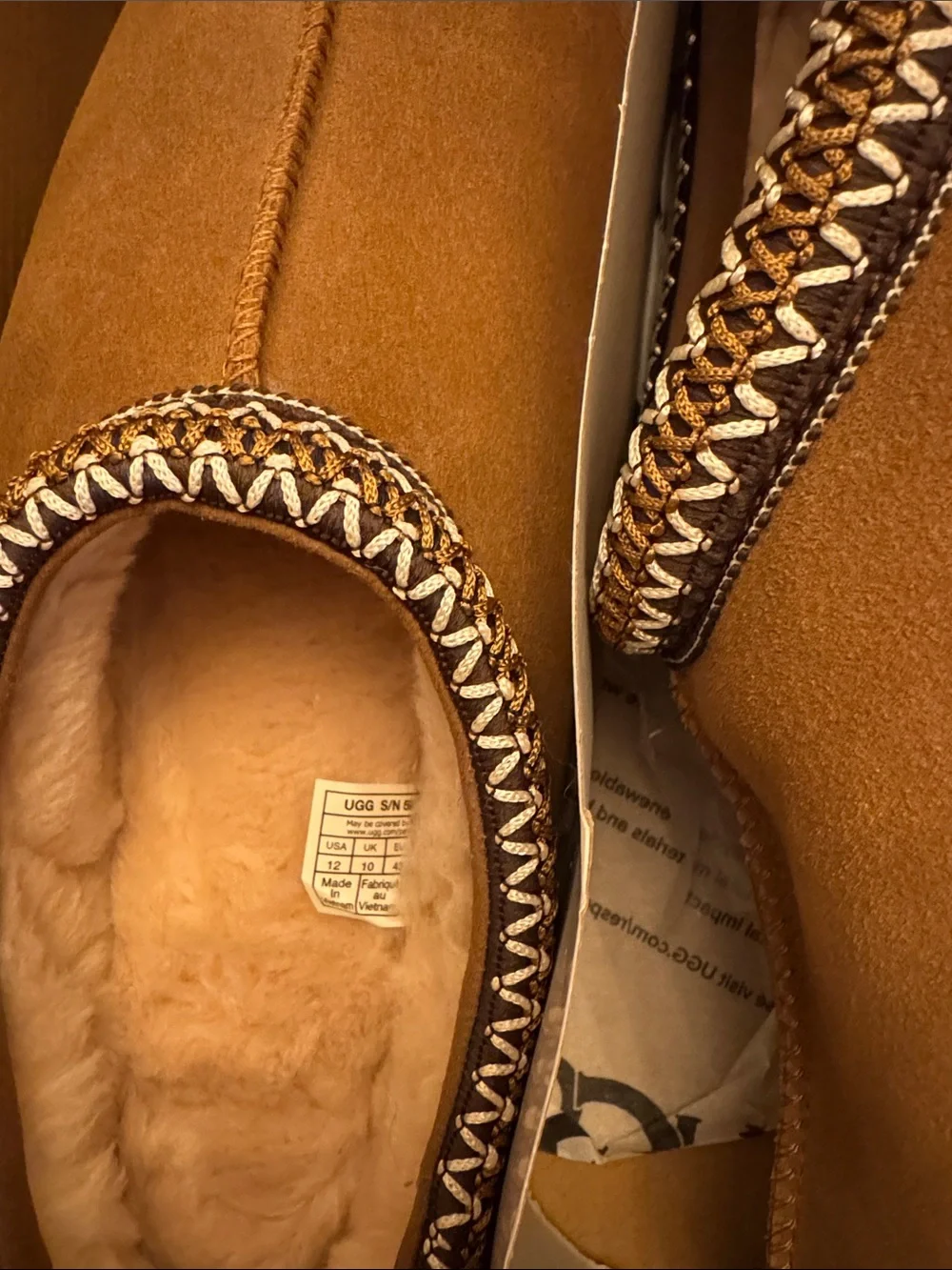 UGG Men's Chestnut Suede Slip-On Loafers with Shearling Trim